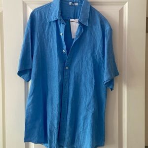 NWT men’s M blue 100% linen shirt from Greece